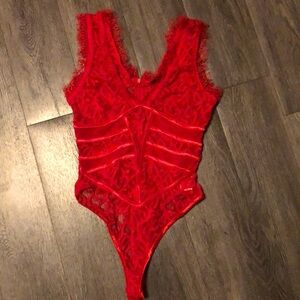 NWOT Red Lace Bodysuit